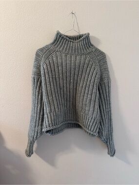 H&M Chunky Ribbed Turtleneck Sweater - Gray